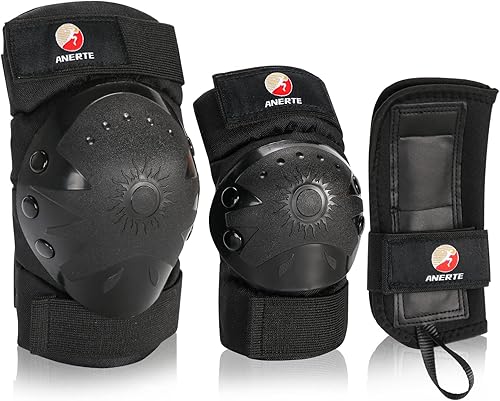 Miniatura 1 de ANERTE Rodilleras para adultosniños, coderas de muñeca 3 en 1, juego de equipo de protección para múltiples deportes, patineta, ciclismo en línea,