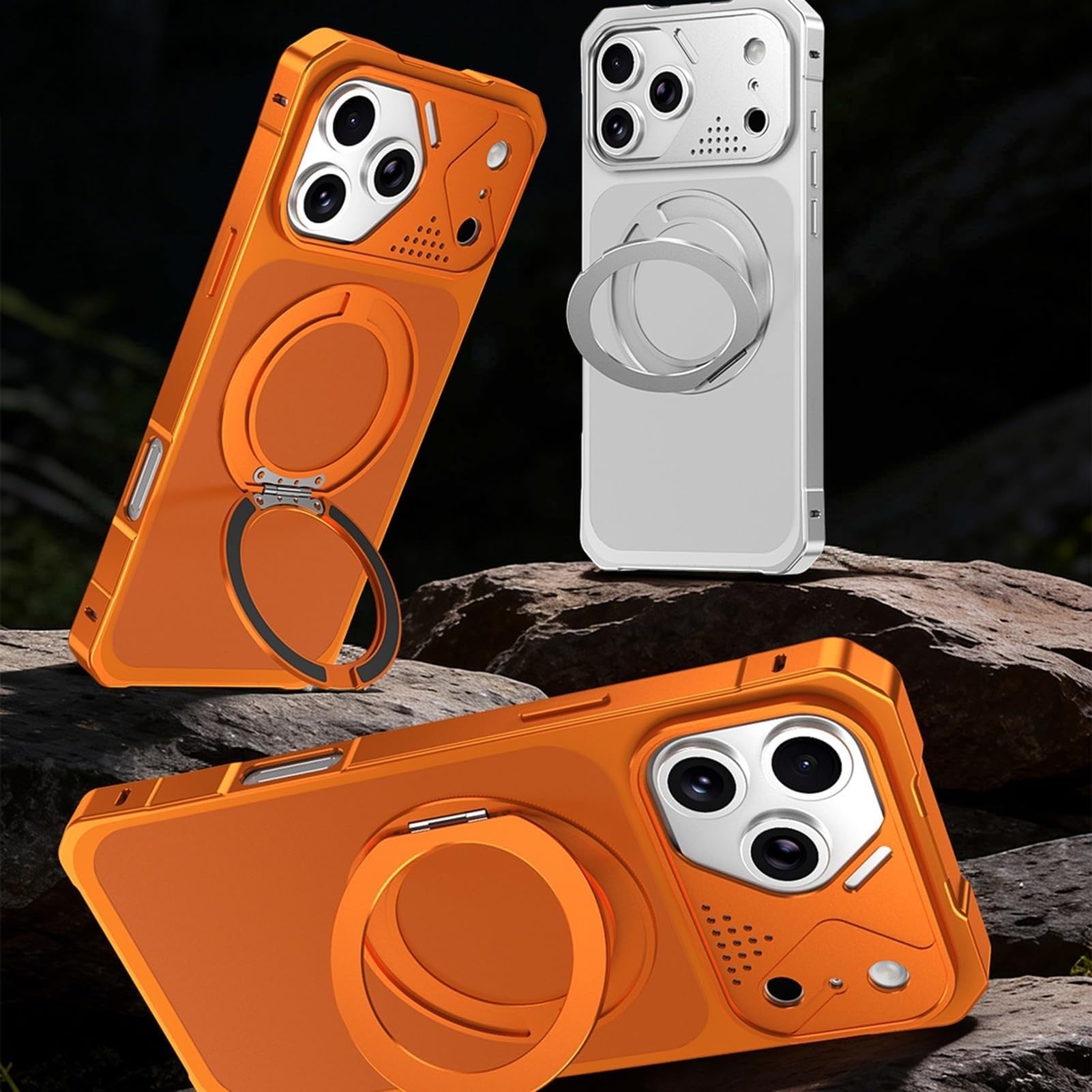 Genérico Etui na iPhone 17 Pro Max/17 Pro/17 Air/17, Smukłe etui z bezprzewodowym ładowaniem z uchwytem chłodzącym Guscio (czarny, 17 Pro)