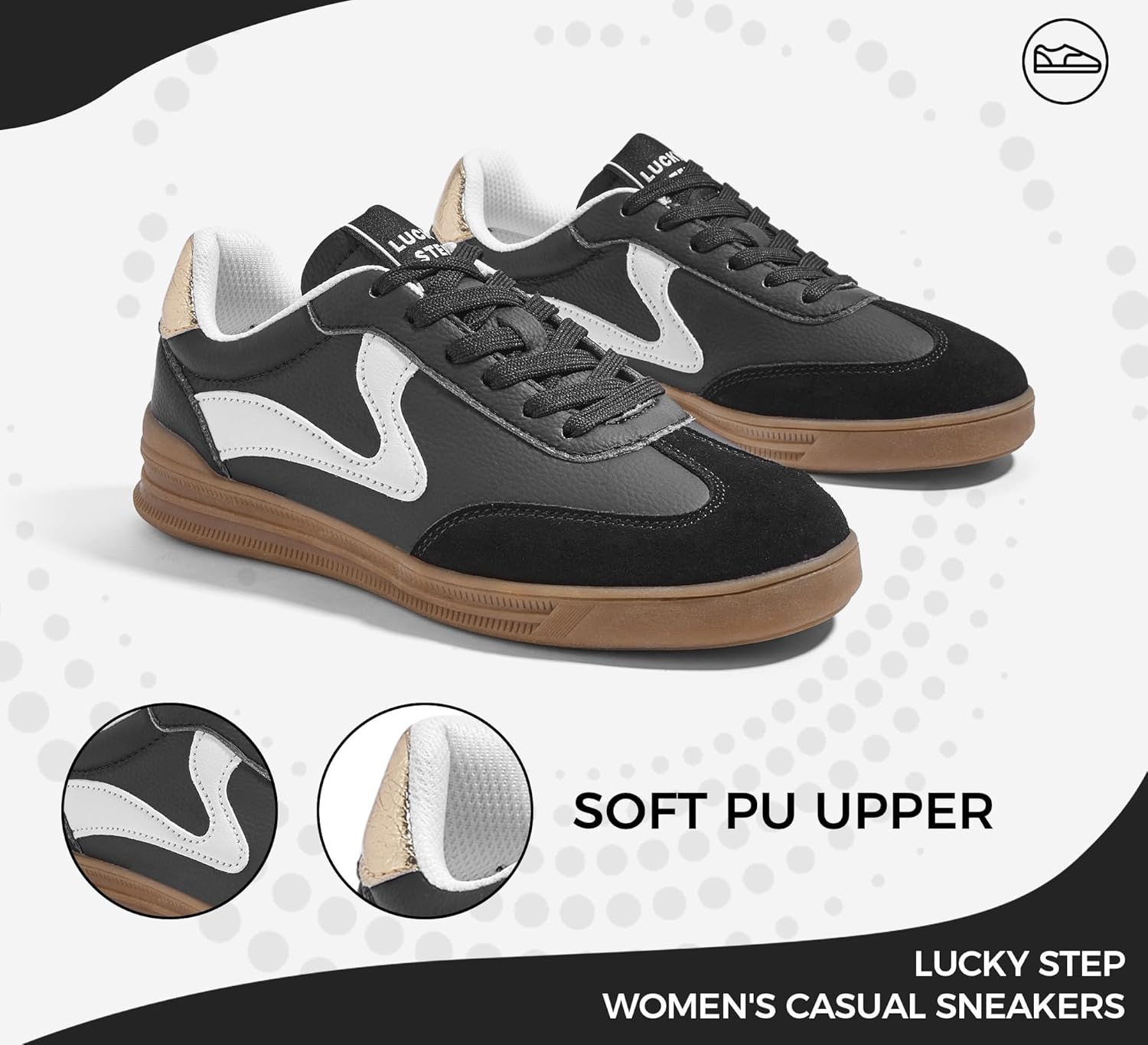 LUCKY STEP Women's Retro Fashion Sneakers Classic Cute Casual Trainers Trendy Footwear Lace up Tennis Walking Skate Shoes - Image 3