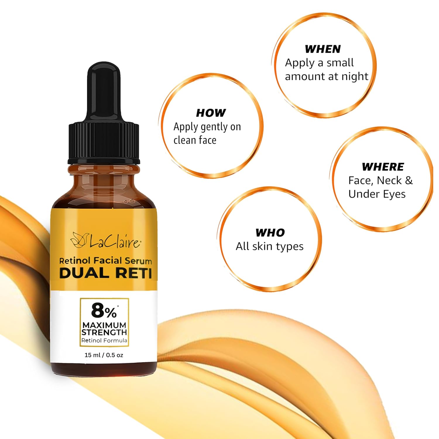 Fresh Look, Same Ingredients 8% Complex Retinol Facial Serum – Anti-Aging, Brightening Neck & Facial Serum, Helps Nourish Skin with Lactic Acid, Vitamin A, & Retinyl Palmitate – 15 ml - Image 3