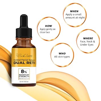 Fresh Look, Same Ingredients 8% Complex Retinol Facial Serum Anti-Aging, Brightening Neck & Facial Serum, Helps Nourish Skin with Lactic Acid, Vitamin A, Retinyl Palmitate 15 ml