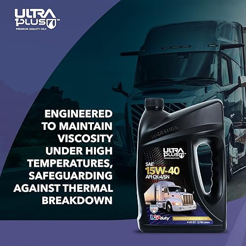 Vista 5 de Ultra 1Plus SAE 15W-40 - Aceite de motor diésel completamente sintético resistente – Aceite de motor 15W 40 API CK-4/SN (cubo de 5 galones)
