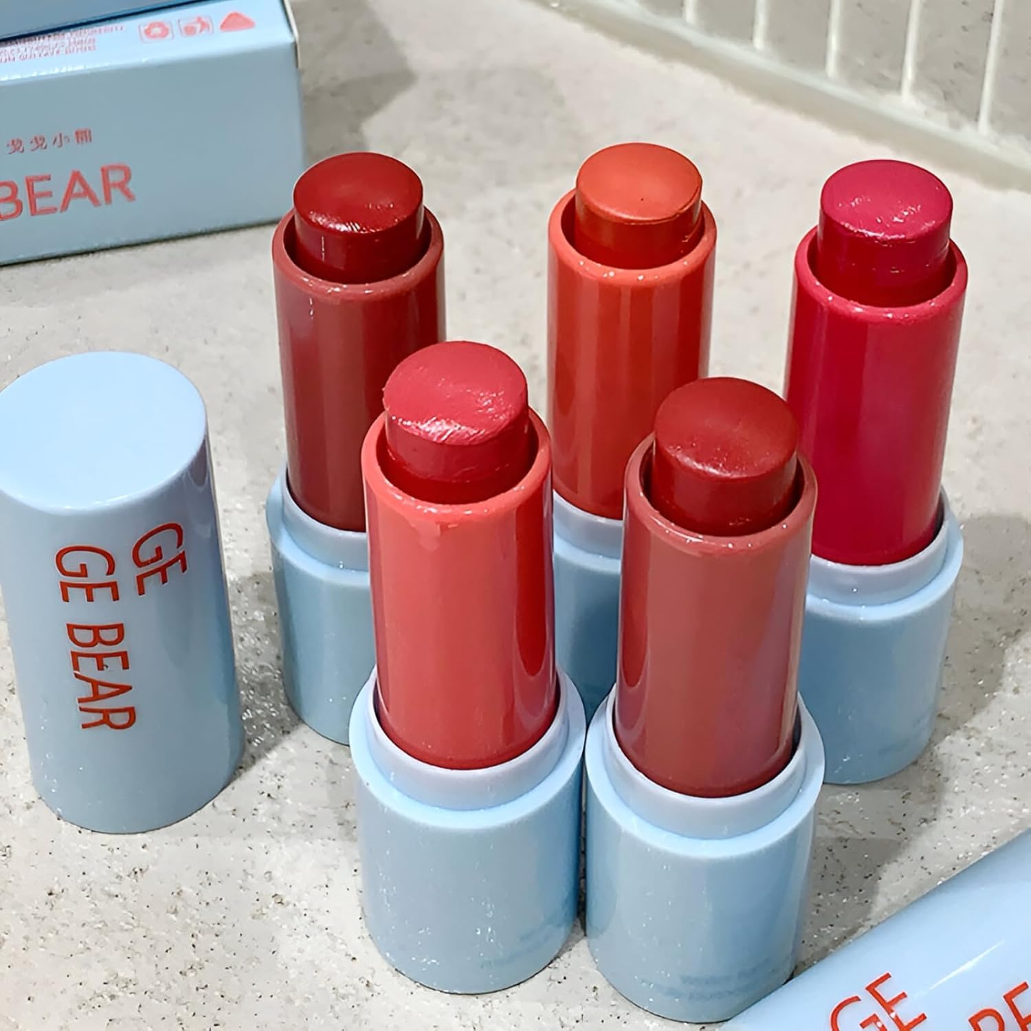 Gege Bear Clean Water Light Multi-Use Stick | 2 in 1 Lip Gloss & Blush Stick | Non-Sticky Glossy Finish | Moisturizing Lip Moisturizer | Long-Lasting Tint | Gen Z Makeup Lovers Beauty Must-Have | Nude Dream Pink & Peach Shades | Best for Women Girls (02# Warm Cardam, 7g)-image-6