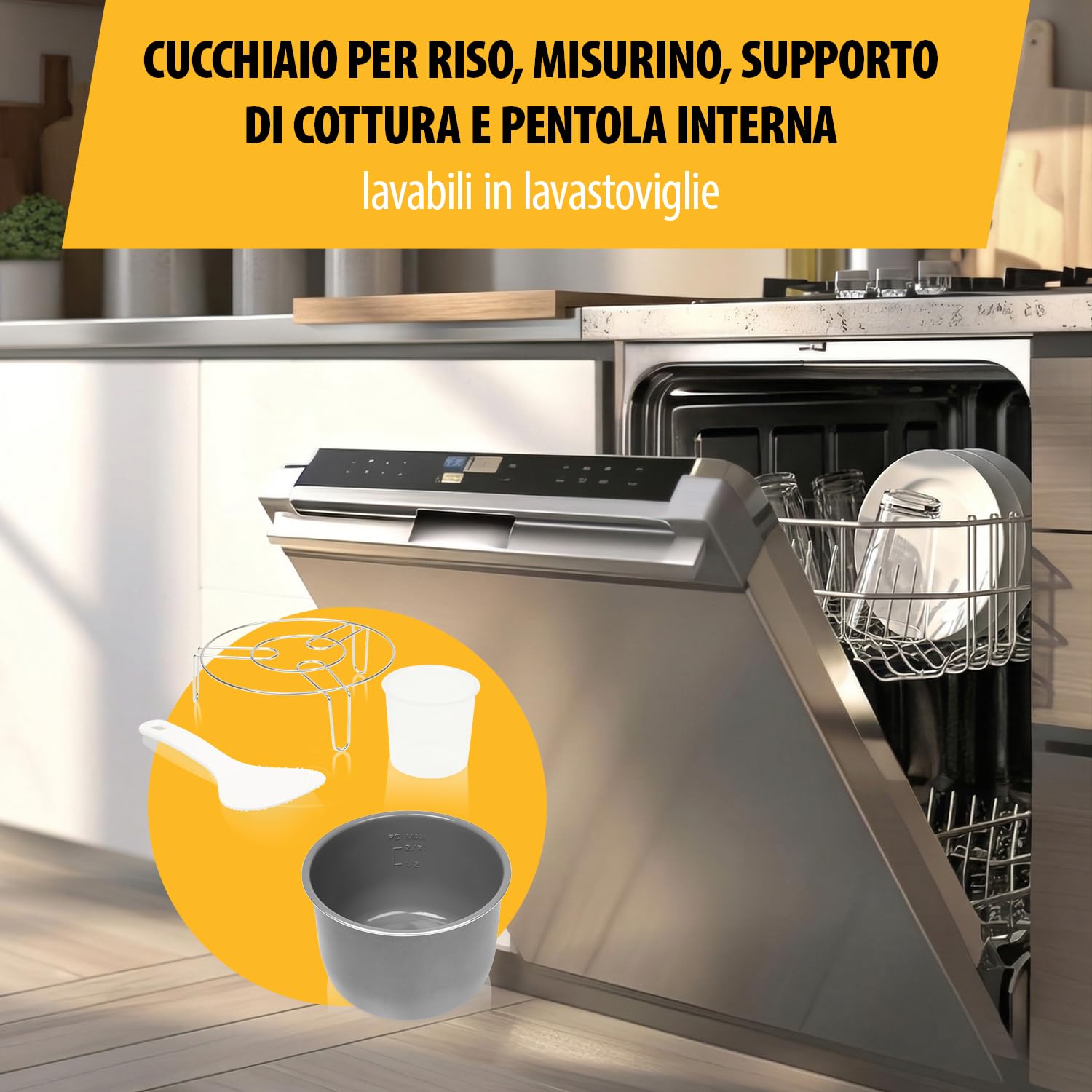 Pentola a Pressione Elettrica Tristar, Capacità 6 l, Potenza 1000 W, Sistemi di Sicurezza Integrati, Pentola Interna Rimovibile, Facile da Pulire, RK-6160