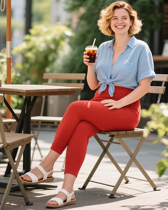 FULLSOFT Soft Leggings for Women - High Waisted Tummy Control No See Through Workout Yoga Pants(Red,Small-Medium)