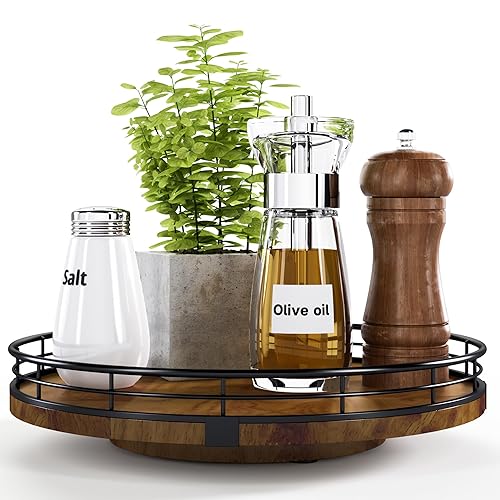 Farmhouse Oak 10" Lazy Susan Turntable Organizer for Cabinet, Round