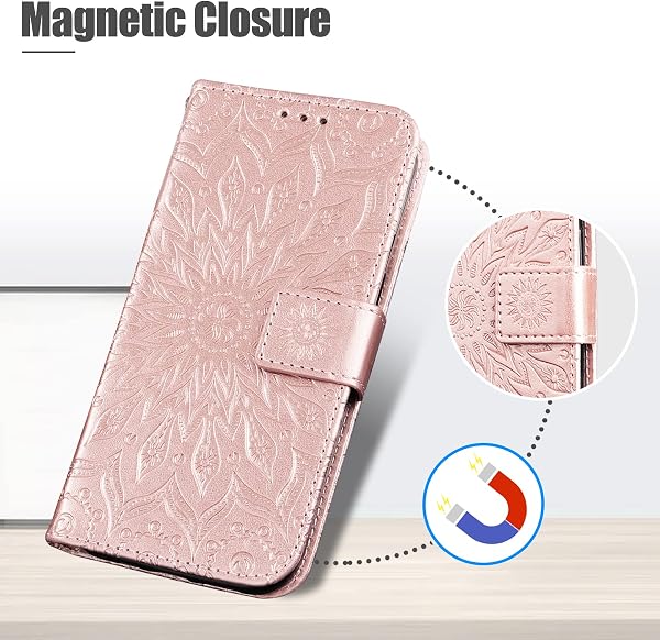 Cover per Galaxy A5 2017, Custodia in Pelle PU per Samsung Galaxy A5 2017, Antiurto Portafoglio Cover, Oro Rosa - 4