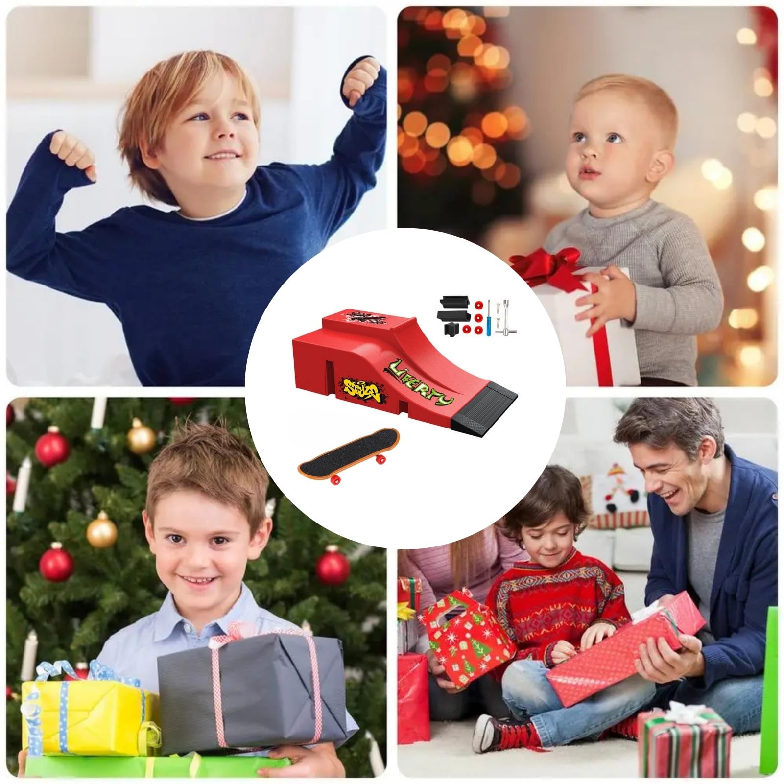 Finger Skateboard und Rampe Zubehör Set, Mini Fingerboard Park Kit DIY Deck Truck Fingerskateboard Rampe Kit für Jungen und Mädchen Geschenk (A)