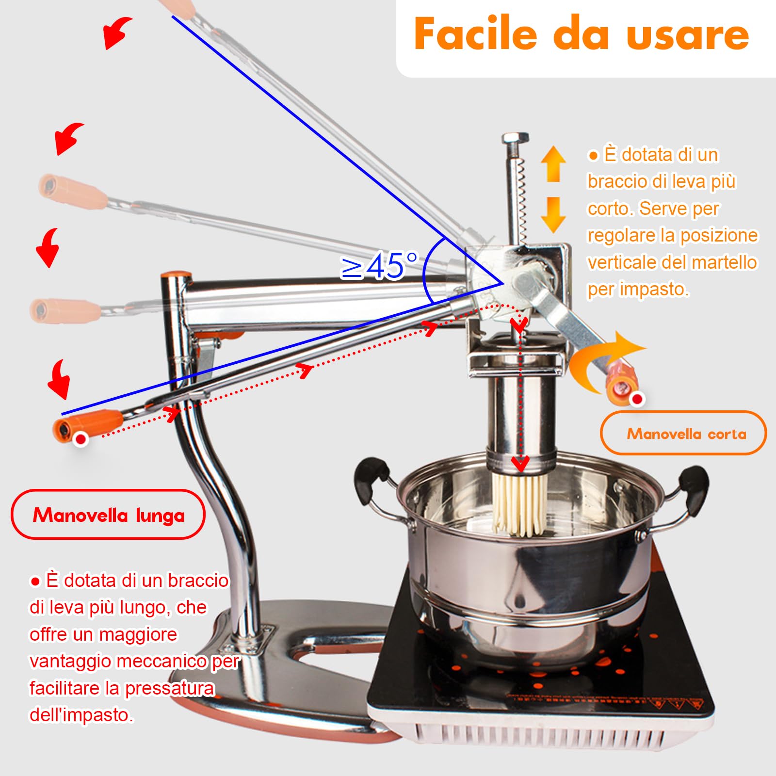 Macchina per Pasta SXSJMY con 8 Stampi | Produce Maccheroni, Fettuccine e Tagliolini in 30 Secondi | Estrusore in Acciaio con Spazzola di Pulizia