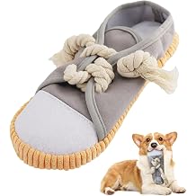 vocheer Dog Chew Toy, Dog Toys to Keep Them Busy Durable Teething Shoe Interactive Squeaky Puppy Toy,Small,Medium Breze, Machine WashableGrey