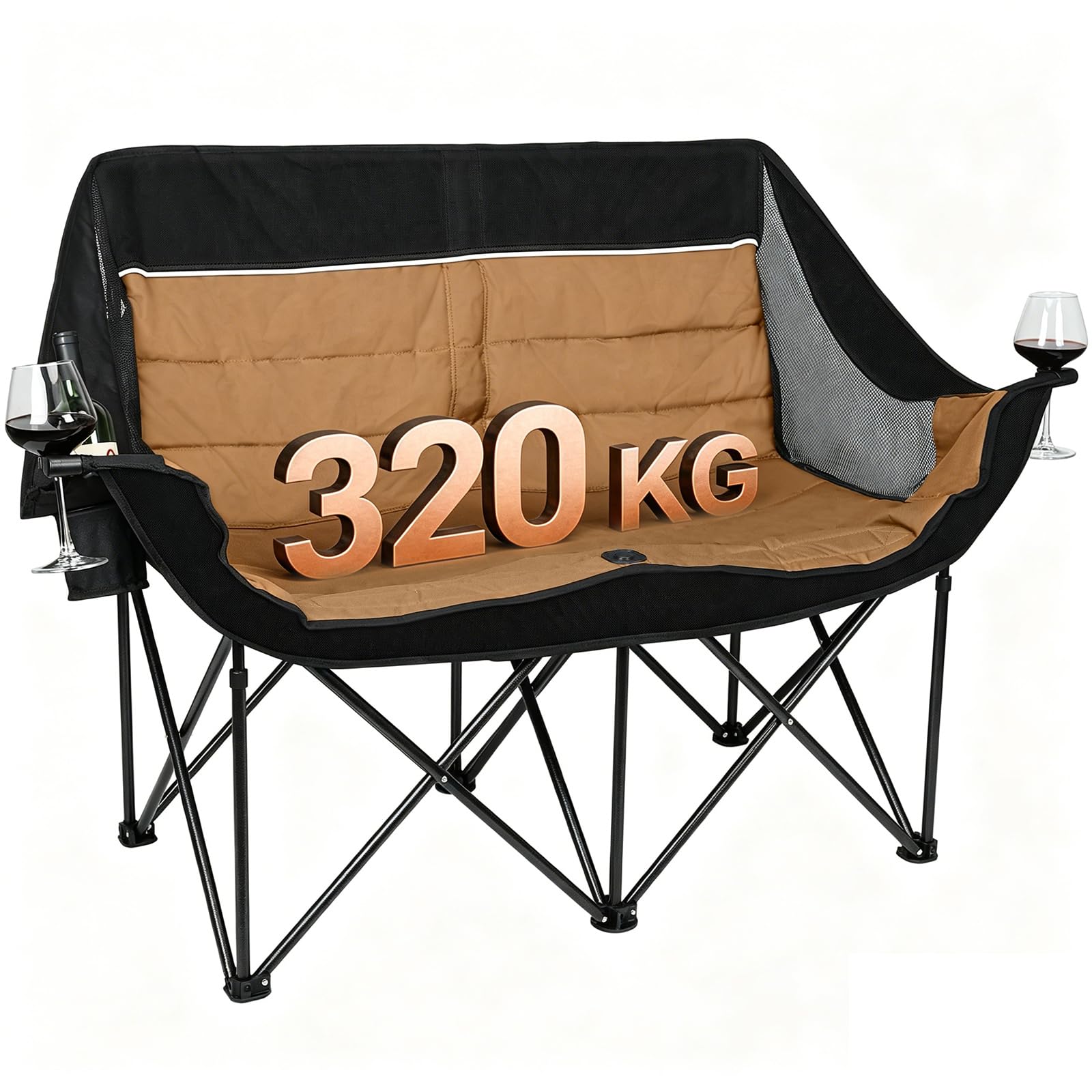 XGEAR Sedia da campeggio pieghevole per 2 persone, portata 320 kg