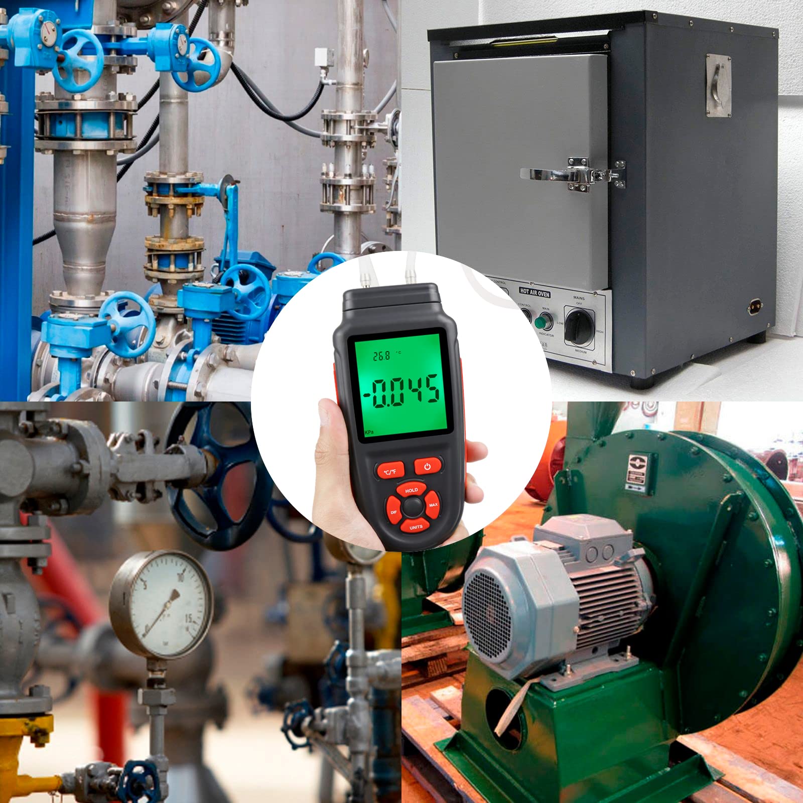 Mehrere HVAC ± 2.000 psi Luftdruckmesser mit Datenprotokollierung und Hintergrundbeleuchtung