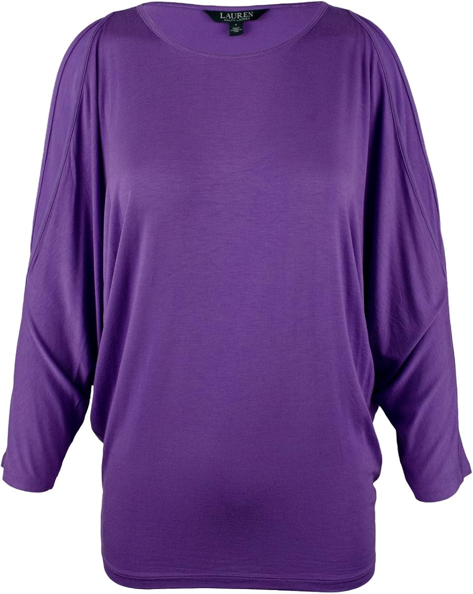 Lauren Ralph Lauren Top casual de punto para mujer, color lila, 2X