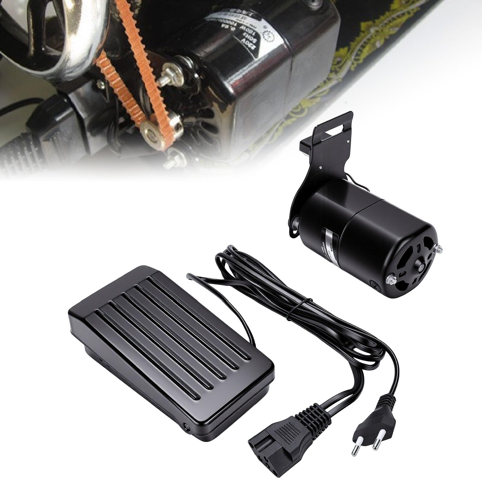 Zunate Motor de Máquina de Coser de 250 W, Kit de Motor de Pedal de 12000 RPM, de Repuesto de Alta Velocidad para Máquinas de Coser Antiguas, Ideal para Reparaciones Domésticas