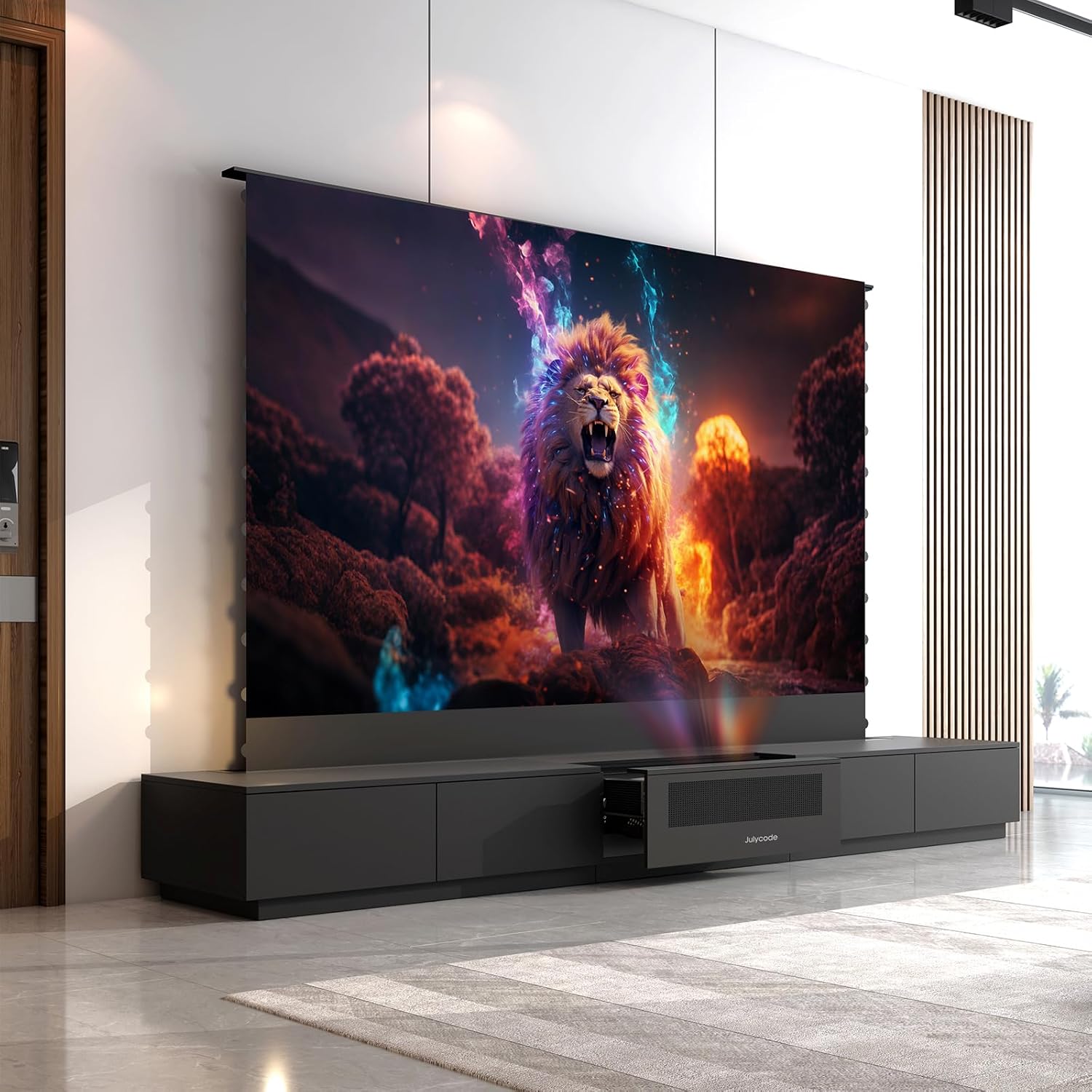 Motorized Laser TV Cabinet with ALR Floor-Rising Screen for Ultra - Short Throw Projector(100-inch Laser Cabinet)