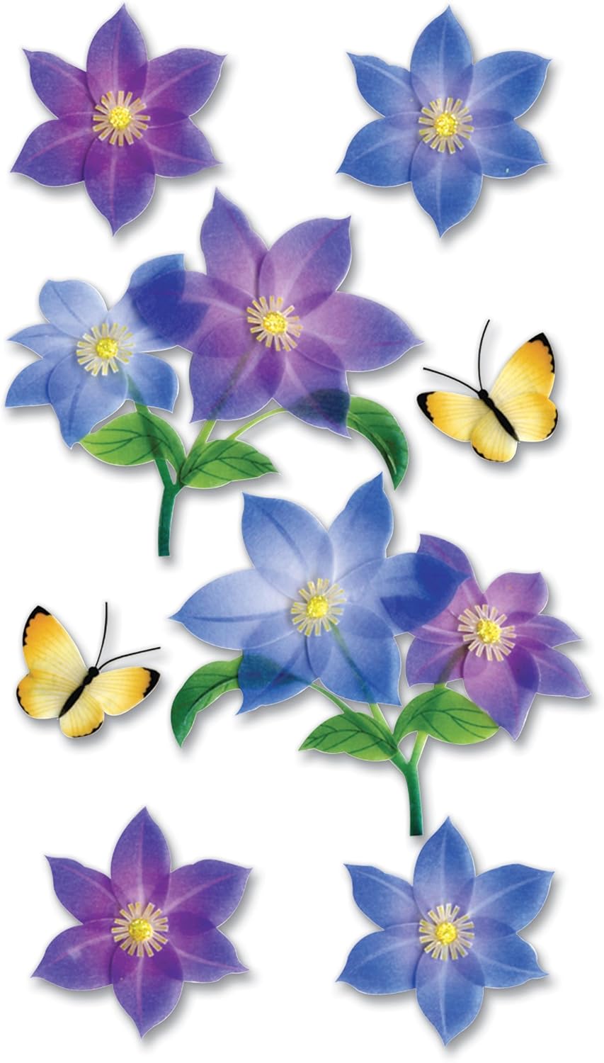 Jolee's Boutique Vellum Layered Dimensional Stickers, Purple Flowers