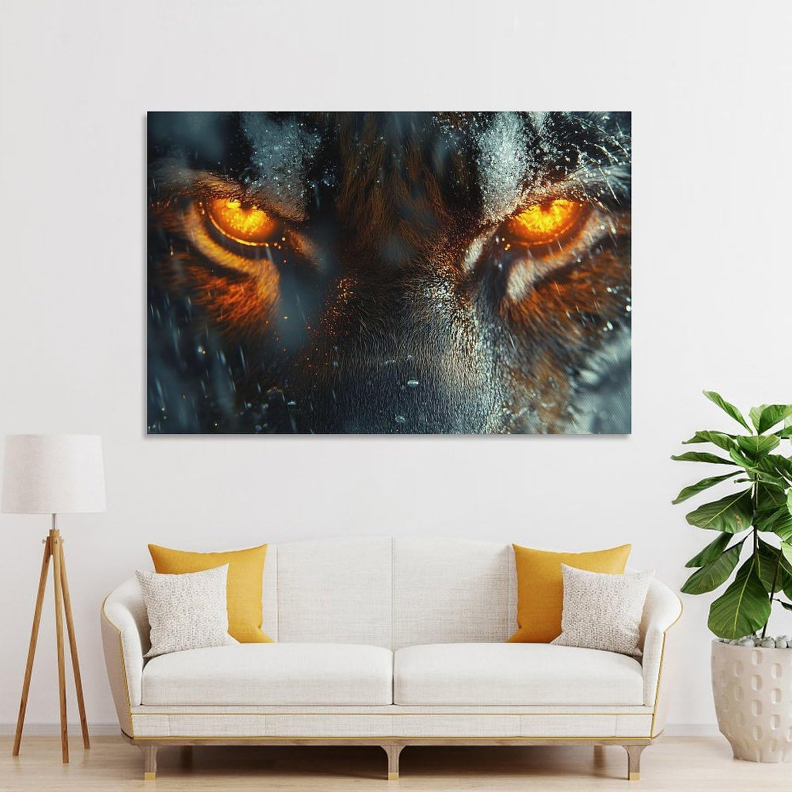 Junmoney Wall Decor Canvas Print Tigers Fiery Gaze, 20x30inch(50x75cm), for Front Hall, Corridor Or Welcome Spaces, A Neat Decor Update for Hallways