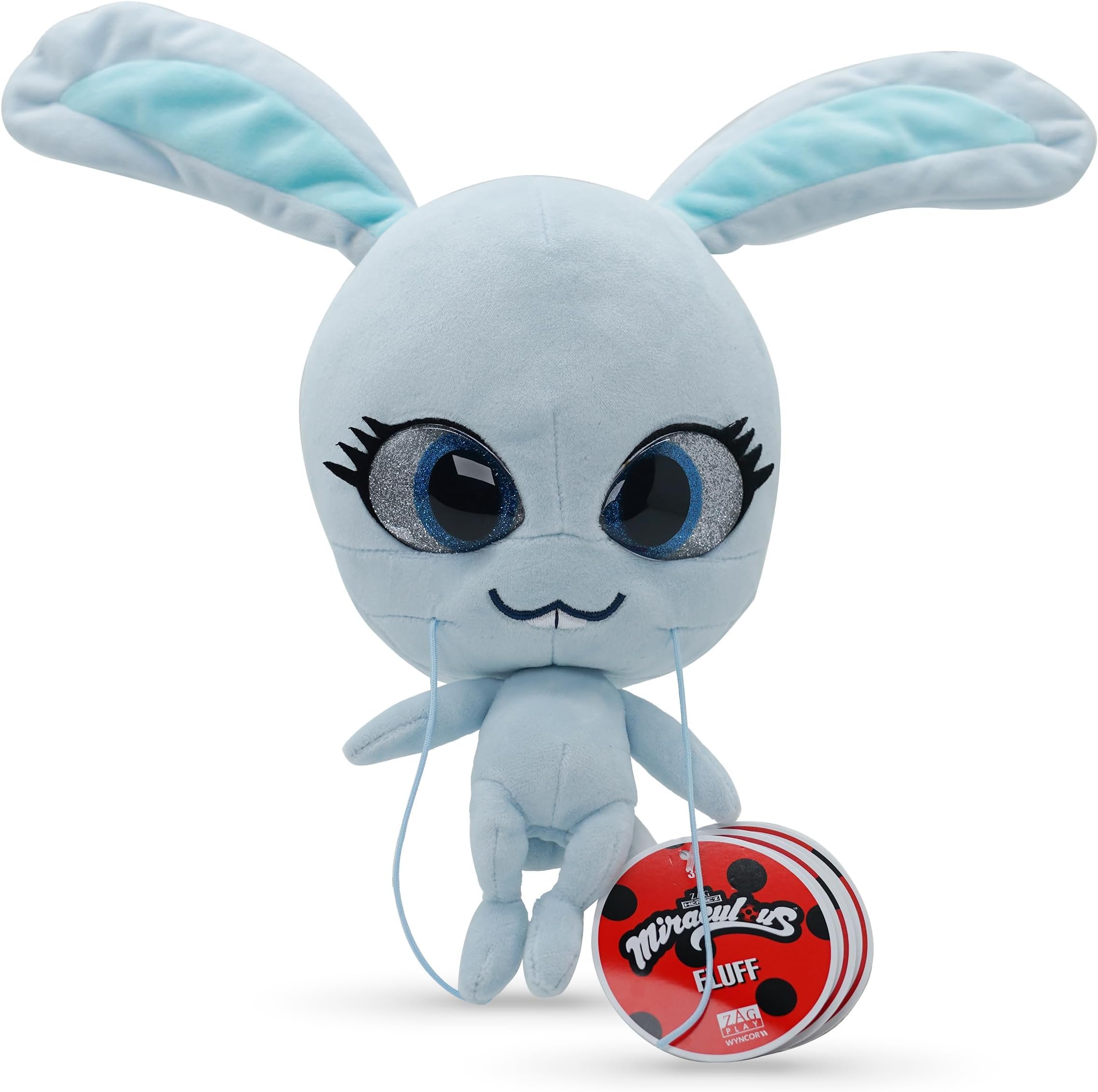 Miraculous Ladybug Kwami Mon Ami Plush Toy - Fluff The Rabbit, Super Soft Stuffed Animal - 9-inch Collectible Plush Figure, Ladybug & Cat Noir, Gift Stocking Stuffer for Kids & Collectors