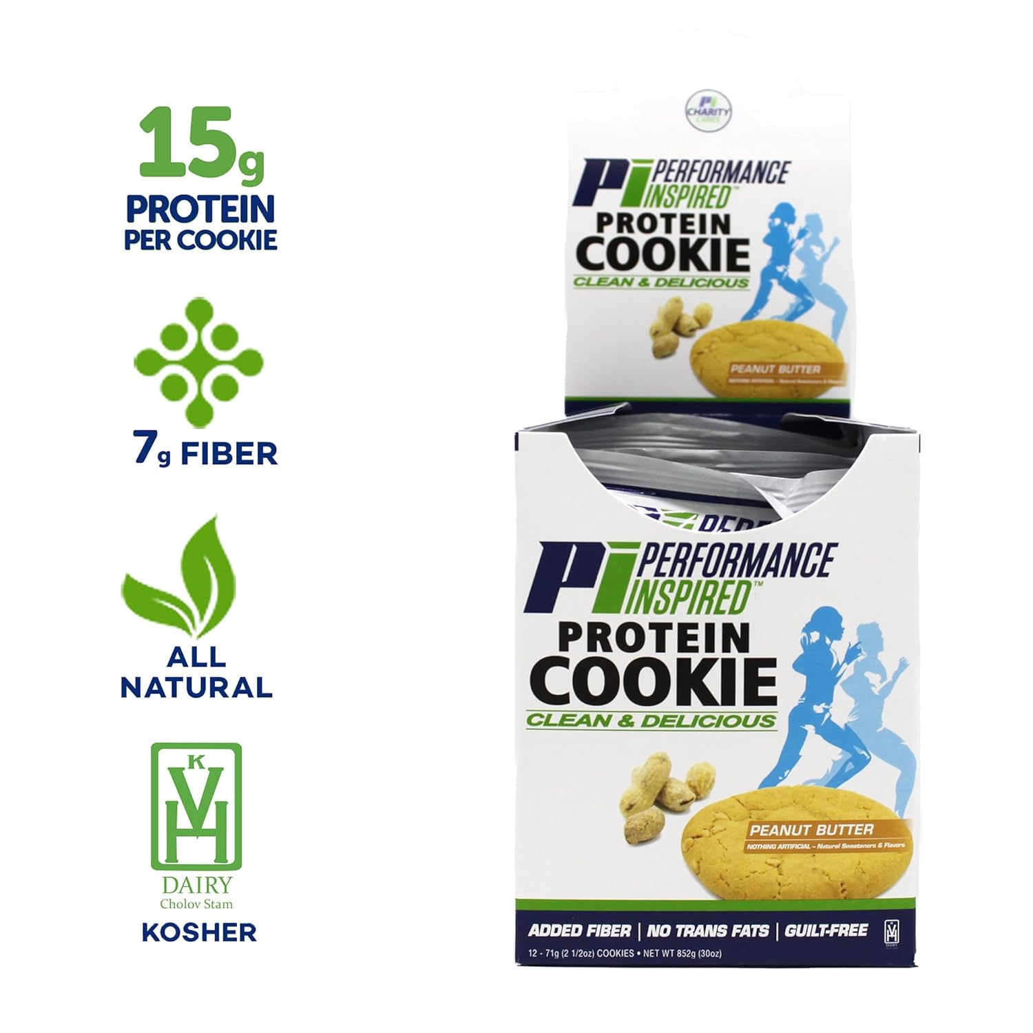Performance Inspired Nutrition Mixed Protein Cookie Box – 12 Pack – 6 Chocolate Chip & 6 Peanut Butter – 15G Protein, 6-7G Fiber – All-Natural, No Sugar Alcohols, Guilt Free