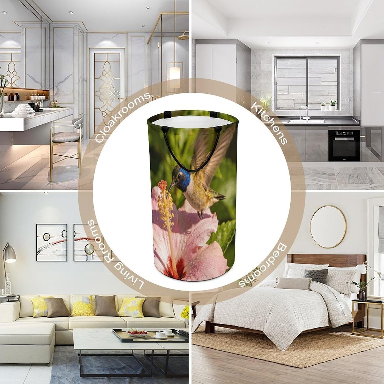 Flower Fairy Laundry Hamper 86L Waterproof Collapsible Clothes Basket with Double Handles Freestanding Foldable Laundry Basket Large Clothes Hamper for Bathroom