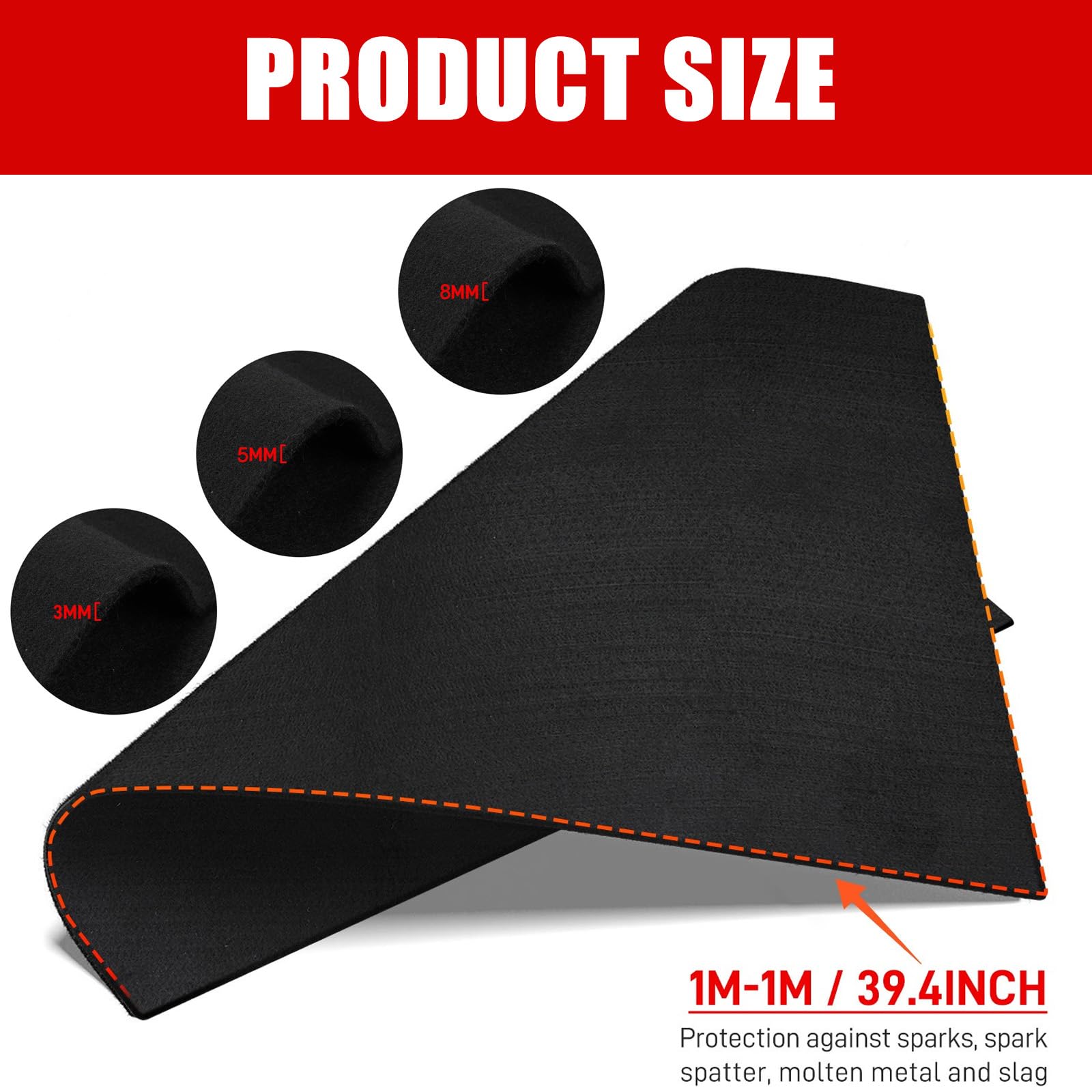 Tapis de soudage multifonction en feutre de carbone pour usage industriel et domestique - 100 cm x 100 cm
