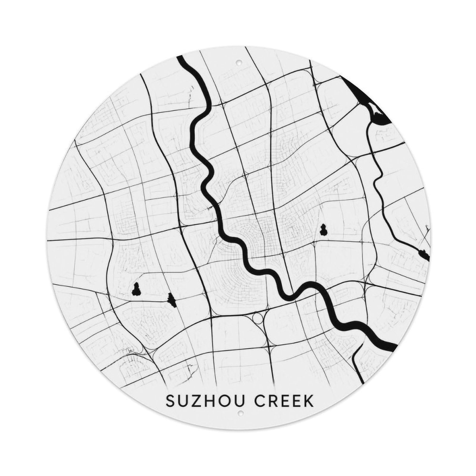 Okngb Style Suzhou Creek Shanghai Collage Travel Collector Badge Metal Tin Sign Plaque Wall Decor For Cafe, Man Cave, Club Bar, Office, Home Garden Round Metal Poster 8X8inch