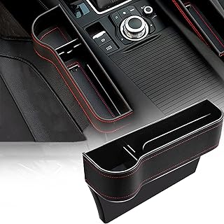 kaungka BLACK POCKET ORGANIZER LEATHER CAR SEAT SIDE FILLER GAP SPACE STORAGE BOX LEFT WITH CUP MOBILE PHONE CUP HOLDER COIN COLLECTOR