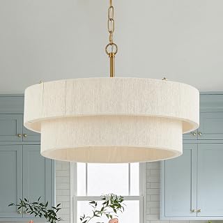 20" Hand Woven Rattan Boho Chandelier - Adjustable Pendant Light for Kitchen Island, Dining Room, Coastal White UL Listed