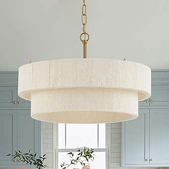 20” Hand Woven Rattan Boho Pendant Light with Adjustable Cord for Kitchen Island and Living Room, White, UL Listed