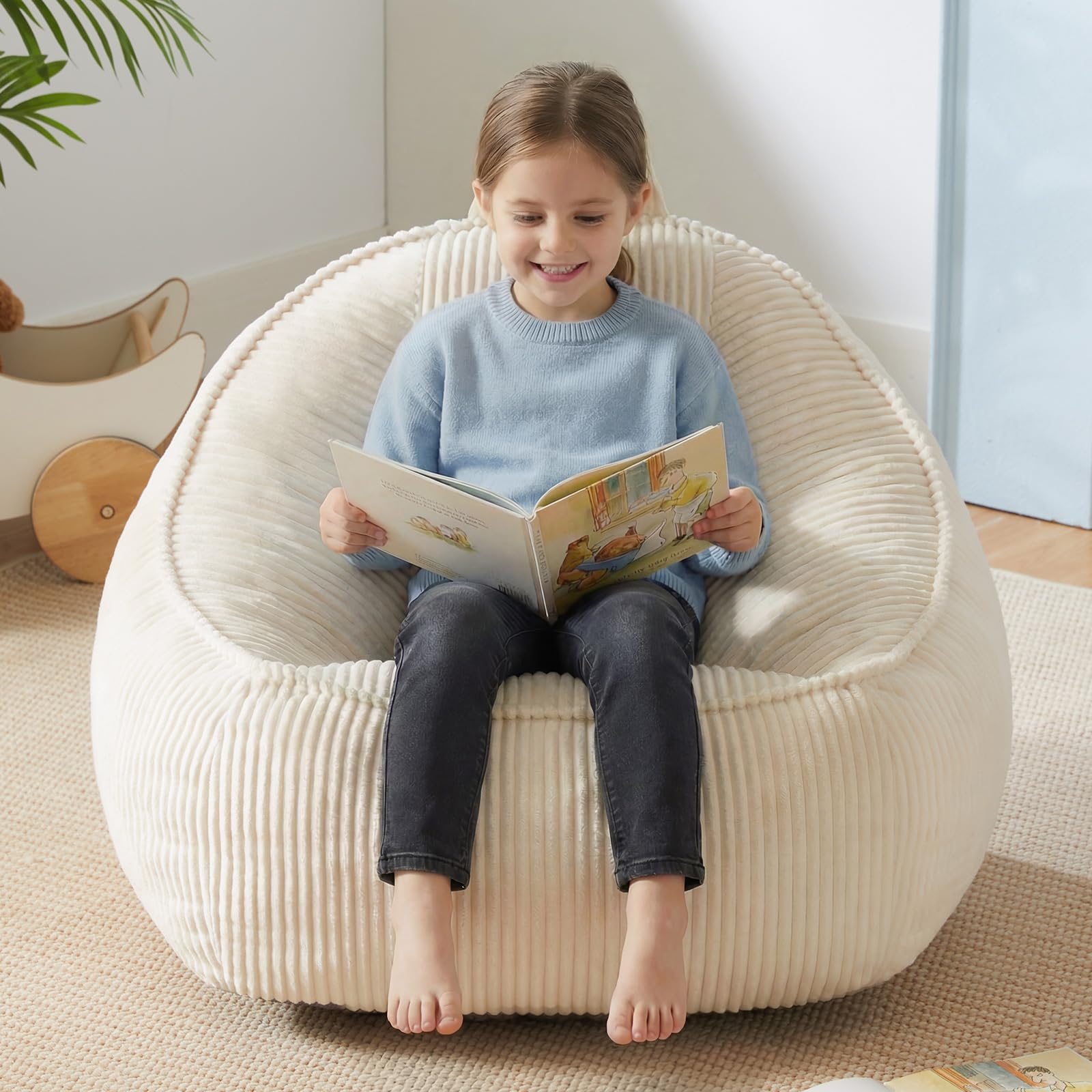 HUGHEAVEN Bean Bag Chair Beige