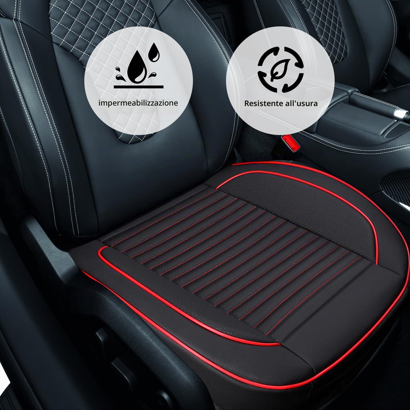 Coprisedili per Auto Sedili Anteriori, Set Universale di Coprisedili in Pelle PU di Lusso per Auto Sedili Anteriori, Coprisedili in Pelle Universali per Limousine/SUV/Pickup/Van (Stile A, 2)