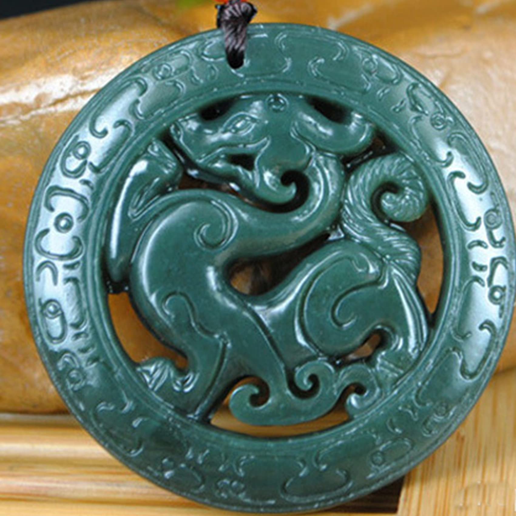 Naszyjnik z kamienia jadeitowego, amulet Feng Shui, chiński naszyjnik ze smokiem, prawdziwy certyfikowany jadeit klasy A, wisiorek z jadeitu Hetian, talizman dobrobytu, pieniądze, szczęście, unisex, z