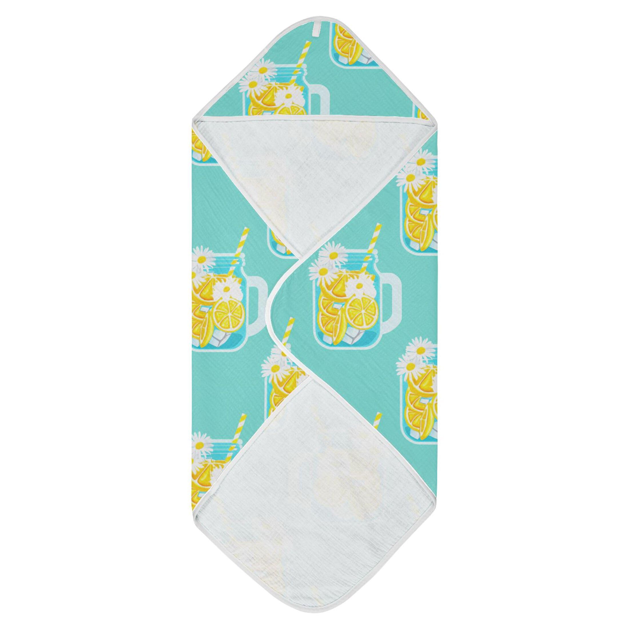 Kigai Baby Hooded Towel Absorbent Baby Bath Shower Towel with Hood for Newborn Boys Girls Babies Infant Toddler (Refreshing Lemonade 30 x 30 in)