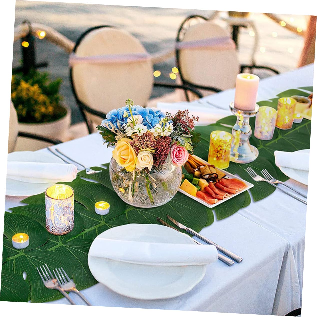 ABOOFAN 5 Set Di Foglie Artificiali Finte Decorative Per Casa Ufficio Festa Fogliame Tropicale Decorativo 12 Pezzi * 5