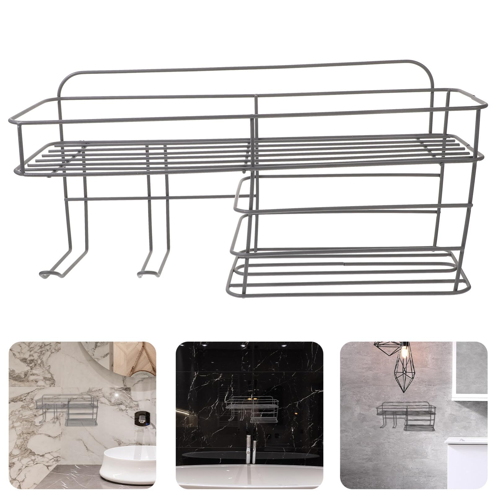 SOLUSTRE Supporto Per Asciugacapelli Da Muro Organizer Per Strumenti Per Mensola Salvaspazio Per Bagno Design Moderno e Robusto Facile Installazione e Sicurezza Per Phon e Accessori