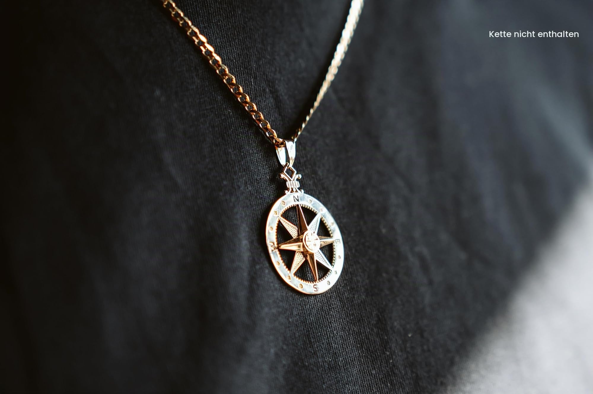 Rodium, Anhänger Gold, Windrose, 585/14K
