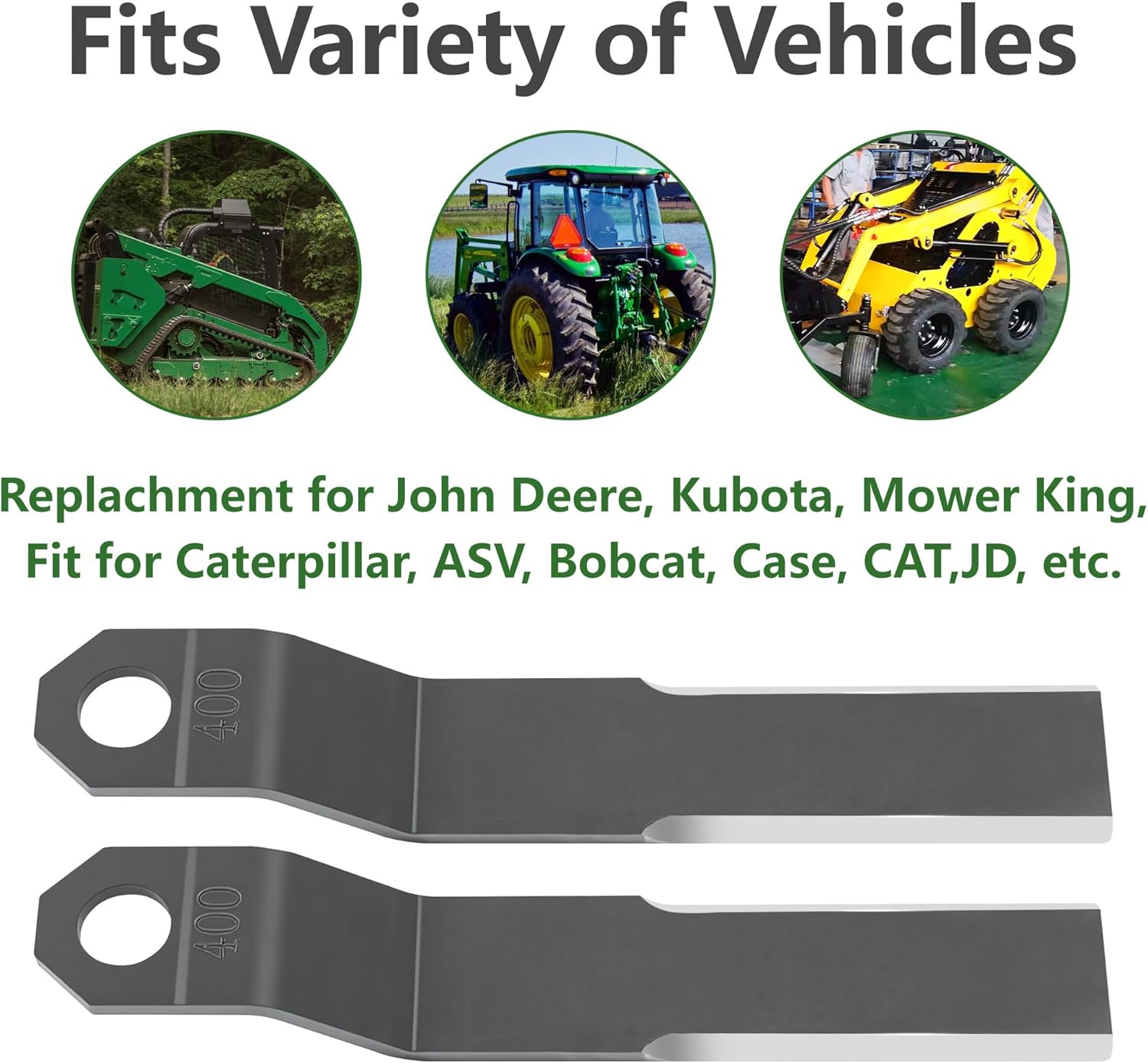Cutter Lawn Mower Blades,Replacement for Bush Hog Blades- Compatible with Skid Steer, ATV Mower King, ASV, Bobcat, John Deere, Kubota, CAT, Compact Track Loader-Heavy Duty AR400 Steel 7mm Thickness