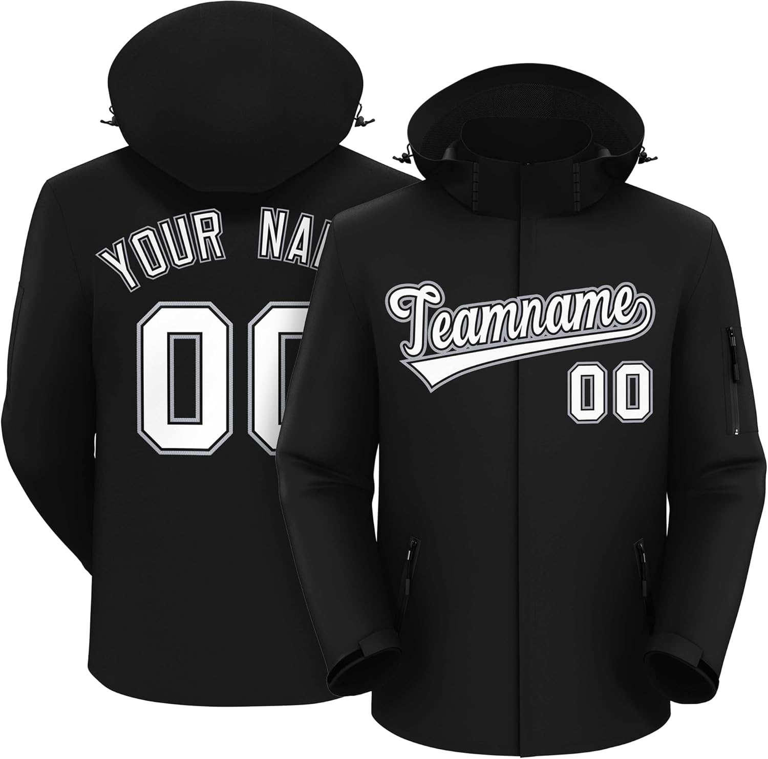 KXK Custom Outdoor Waterproof Jacket Hooded Stitched Personalized Name Number Windbreaker Rain Shell Coat for Men Women