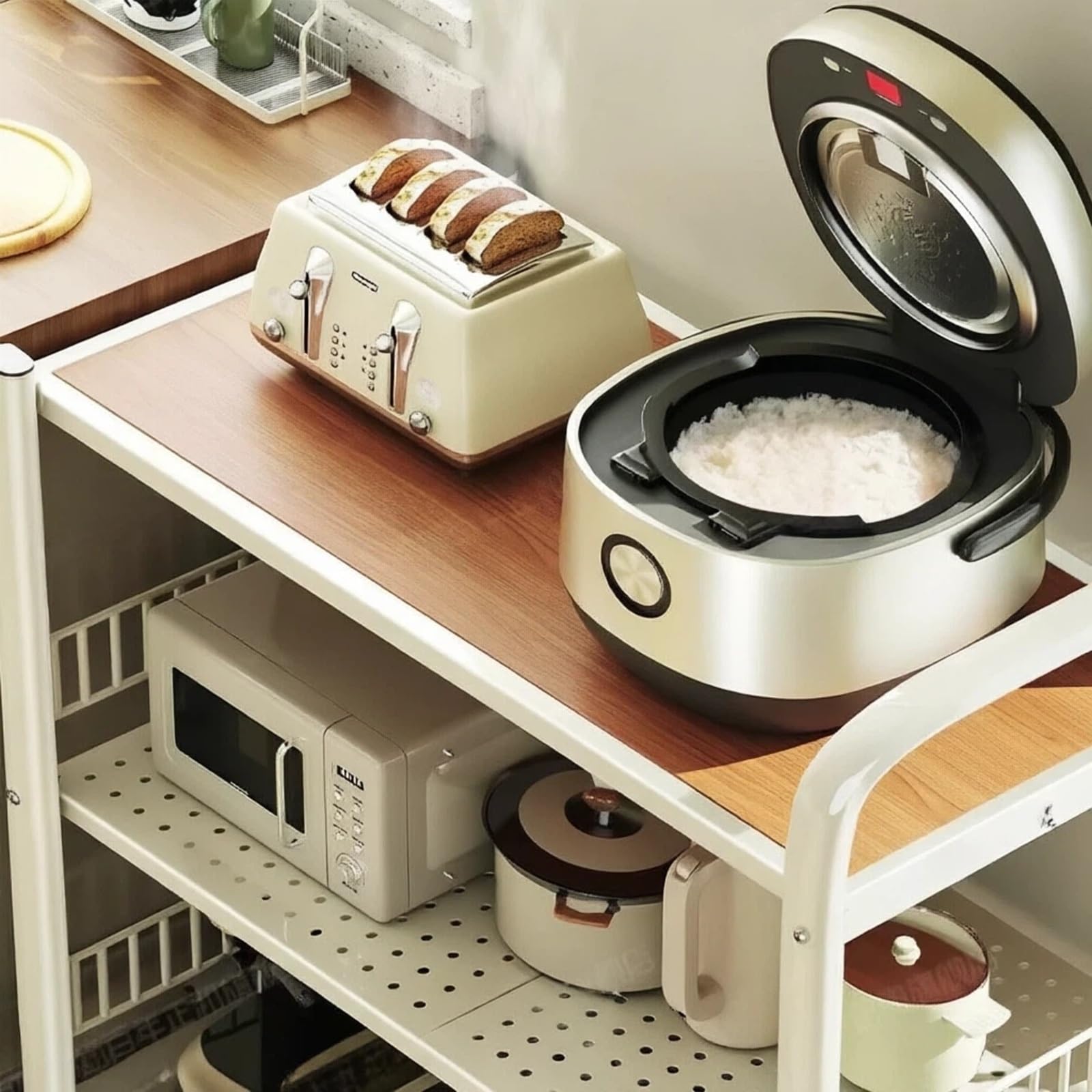 Wózek do przechowywania na kółkach Składany mobilny stojak kuchenny Półka na kuchenkę mikrofalową Wózek do przechowywania kółkach(Mały)