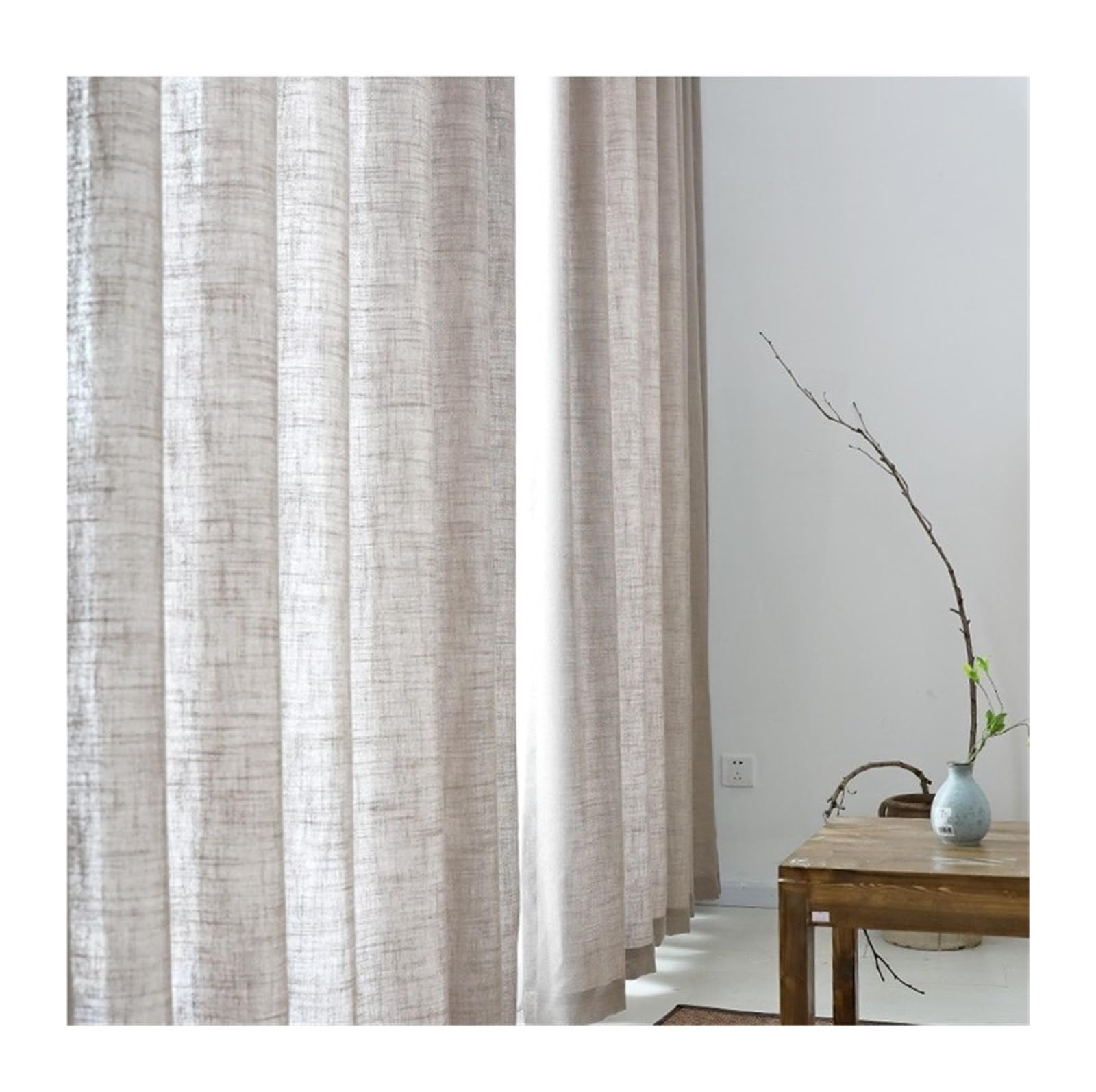 Rideau moderne en coton et lin haut de gamme uni pour décoration de salon chic