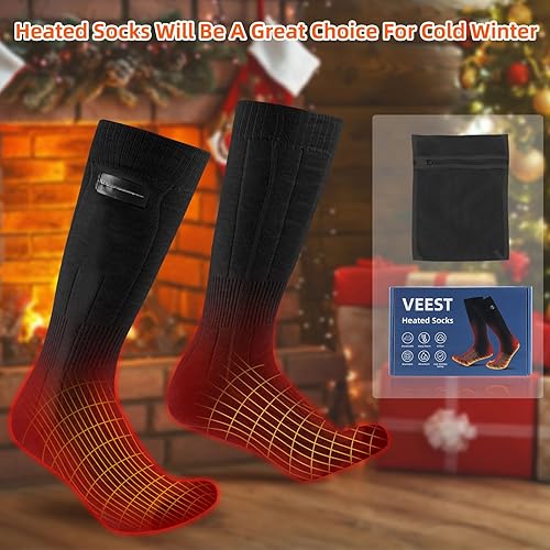 Miniatura 6 de Calcetines térmicos para hombres y mujeres, 5000 mAh recargables y lavables con pilas, calcetines térmicos eléctricos para caza, camping, esquí,