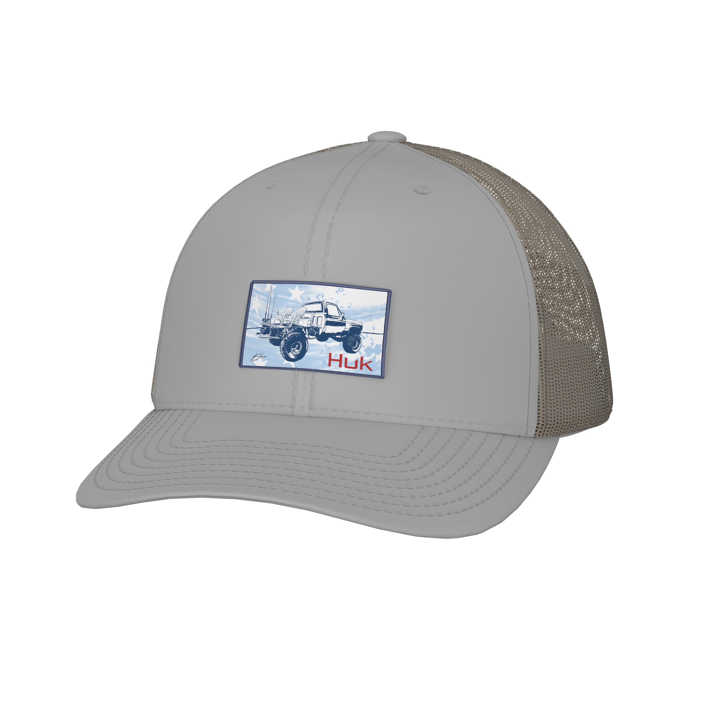 HUK Men's Mesh Trucker Snapback Hat | Anti-Glare Fishing Hat