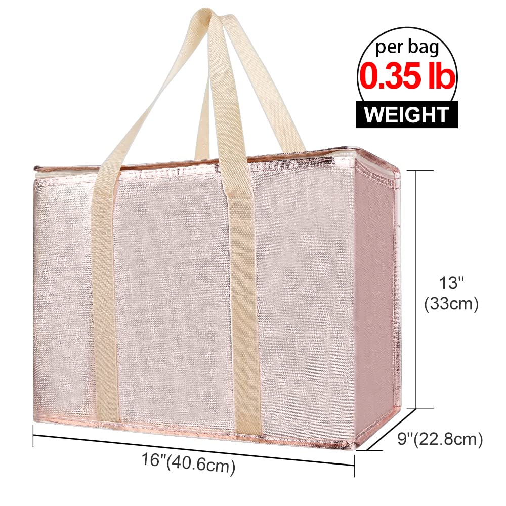 Bodaon Paquete de 5 bolsas aisladas para entrega de alimentos, bolsas extragrandes con cremallera superior para comestibles, puerta, catering, compras, pizza caliente térmica, accesorios grandes para