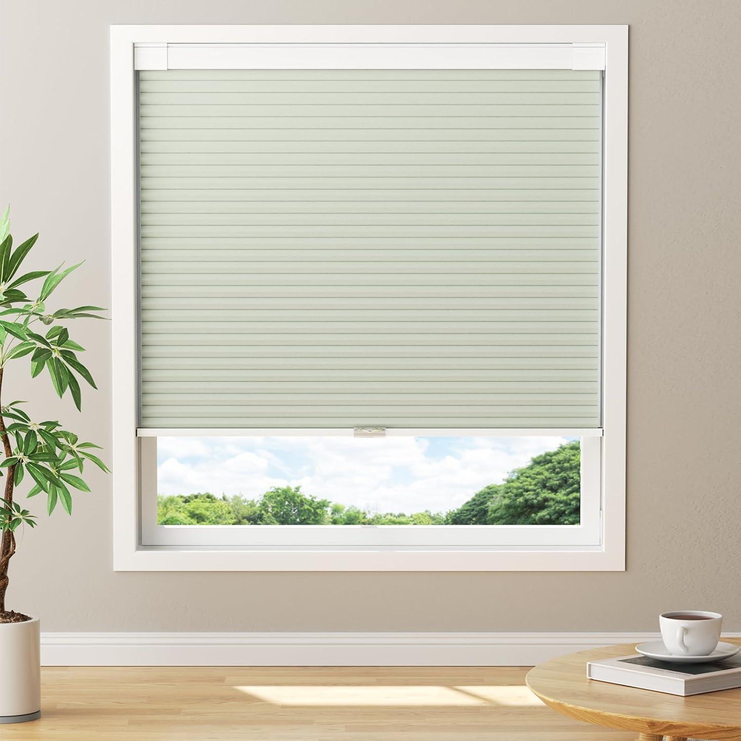 Astomi Cordless Insulated Cellular Shades, Tool-Free Installation for Apartments & Rental Homes, Beige, 22" W x 64" H