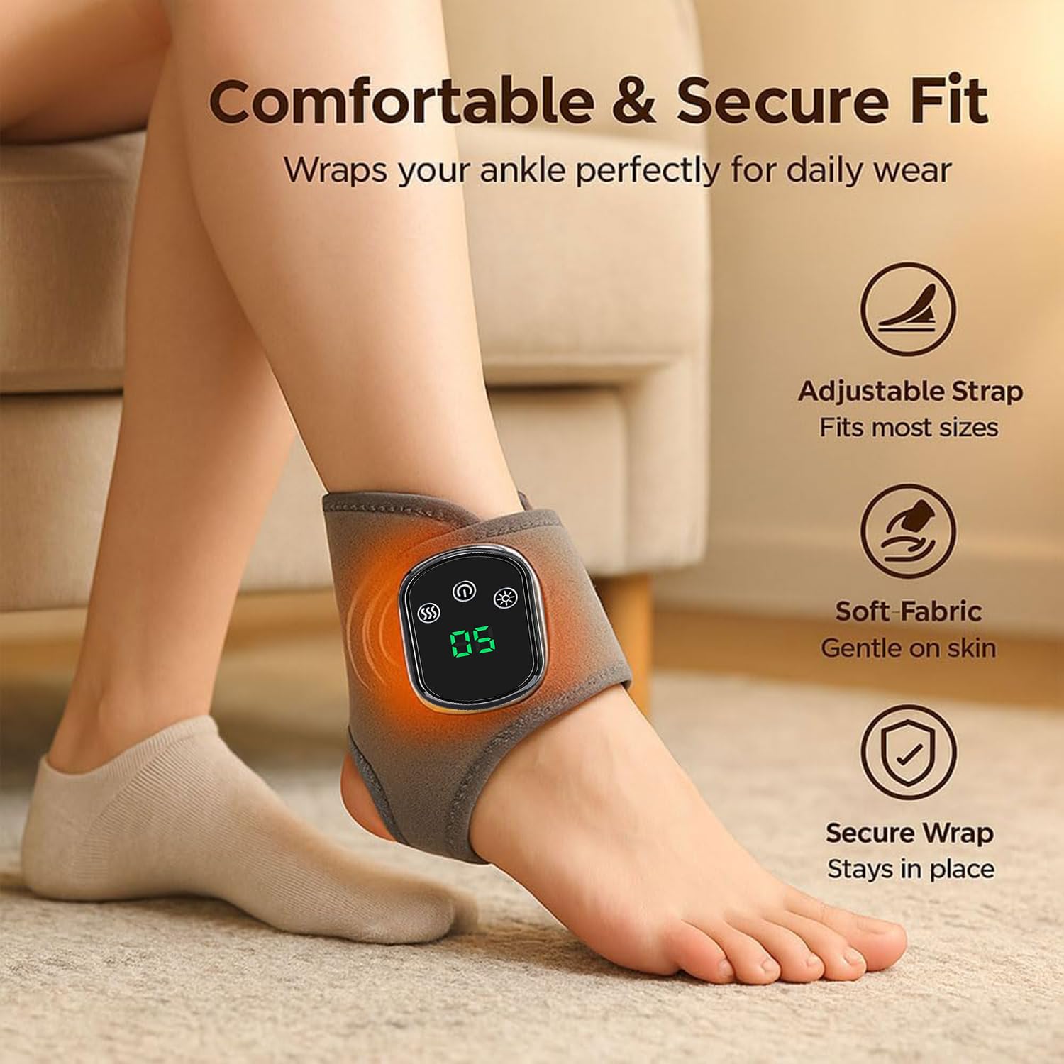 Triple Therapy Foot Massager, 3-in-1-Fußmassagegerät, Kabellos und Tragbar, mit 3 Vibrationsmodi und 5 Wärmestufen, für Ferse, Fußgewölbe und Knöchel (Schwarz 3 Ebene * 2)