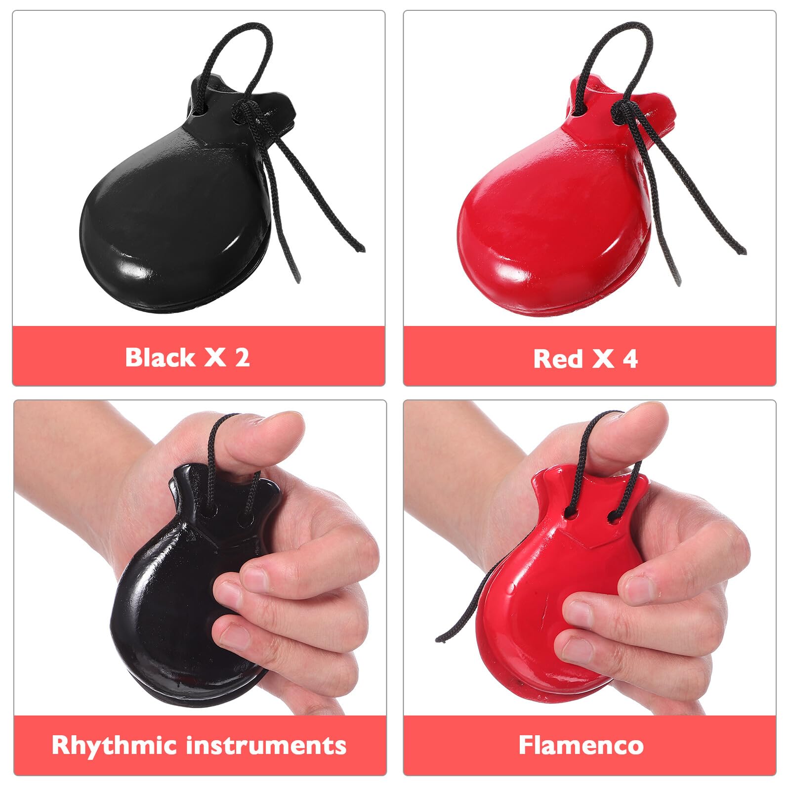 Nacchere Per Bambini in Legno Set 2 Paia Strumento Musicale Percussione Portatile Regalo Educativo Per Gioco e Apprendimento Musicale Bambini Scuola