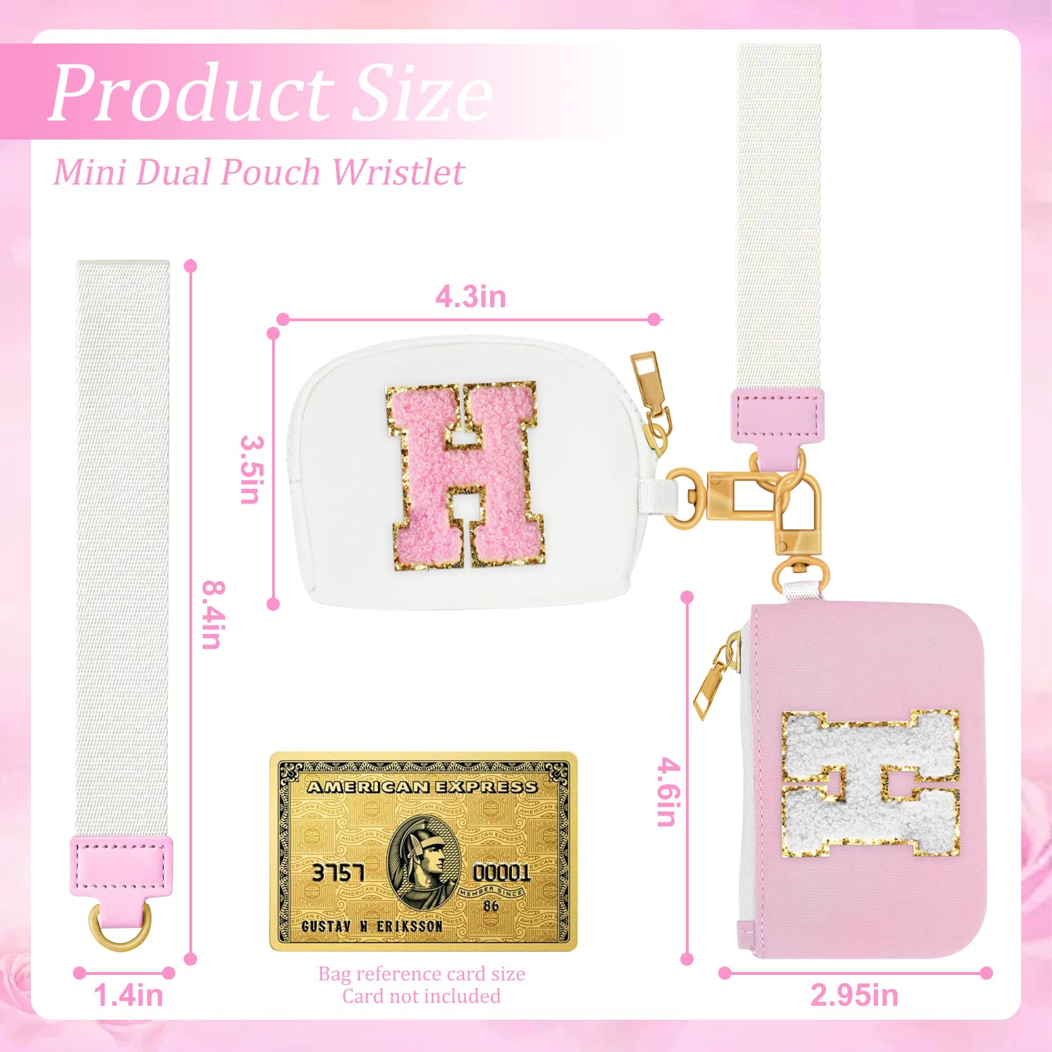 Birthday Gifts for Girls, Teen Girl Gifts Trendy Stuff,Initial Wristlet Wallets for Women, dual Pouch Wristlet Cute Stuff for Girls Women Teen Gift mini coin purse (A, Pink+Beige)