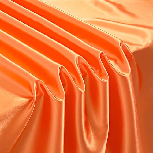 Miniatura 6 de SiinvdaBZX Paquete de 6 manteles de satén naranja de 108 x 54 pulgadas, manteles de comedor suaves y brillantes para mesa rectangular de 6 pies,