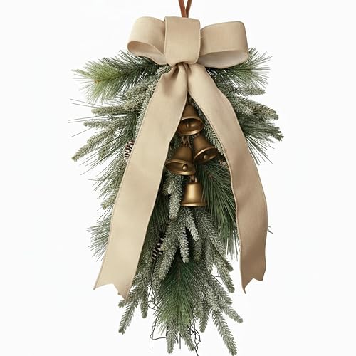 Wavwavw 28 Inch Vintage Christmas Swag with Velvet Bow, Pine