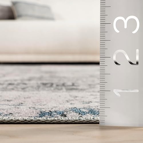 Miniatura 5 de nuLOOM Dali - Alfombra de área de diseño abstracto moderno, lavable a máquina, 2 pies 6 pulgadas x 10 pies, color gris